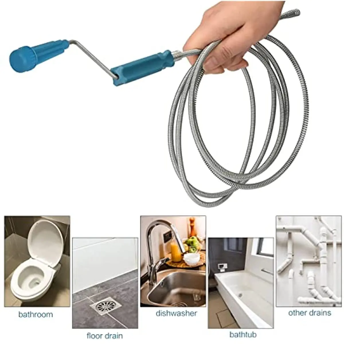 Telescopic Handle Flexible Steel Drain Cleaner Snake, Manual No Battery Needed Pipe Dredger, Household Plumbing Tool