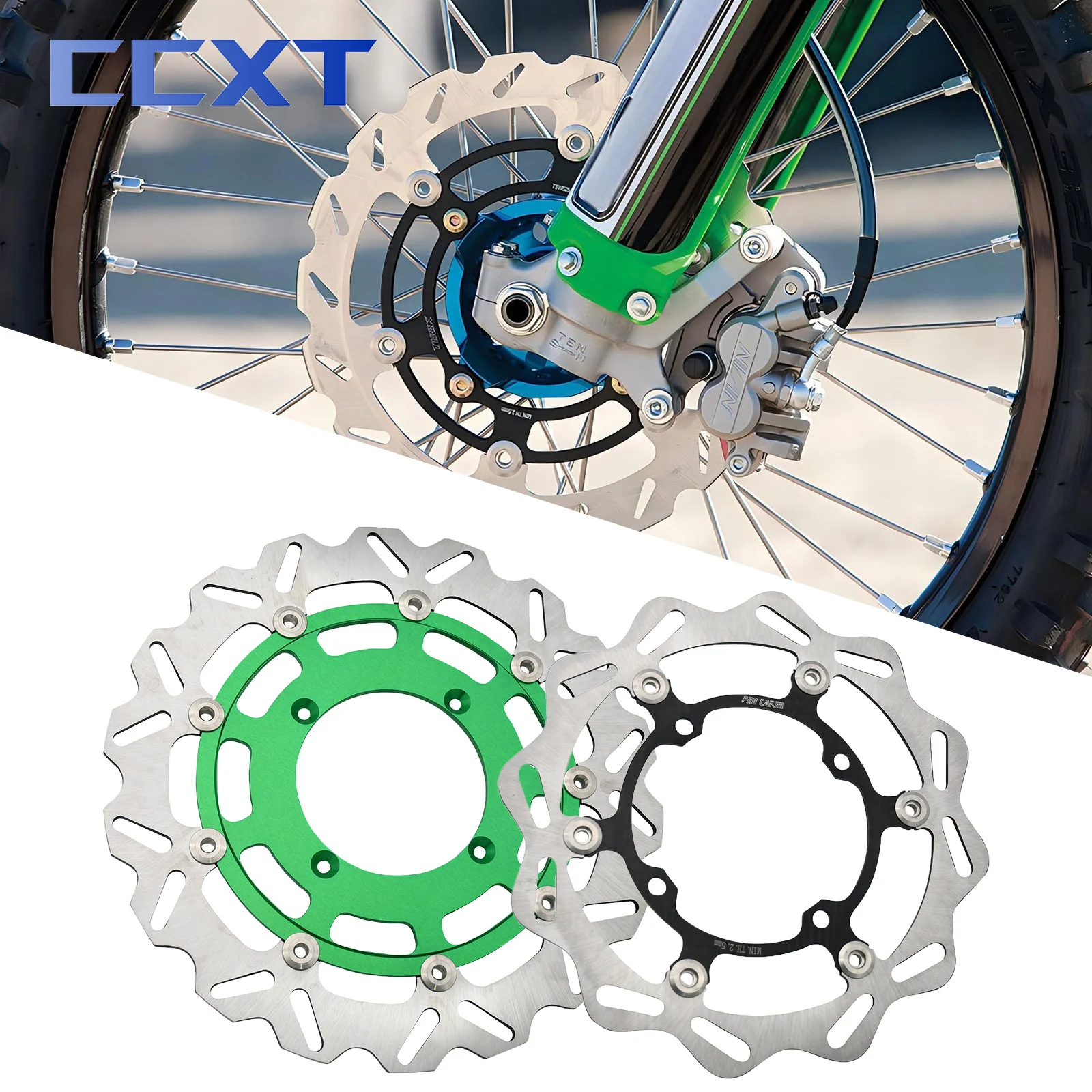 Motorcycle 320mm 270mm Front Rear Floating Brake Disc Rotor Disk For Kawasaki KX125 KX250 KX250F KX450F KLX450R Motocross parts