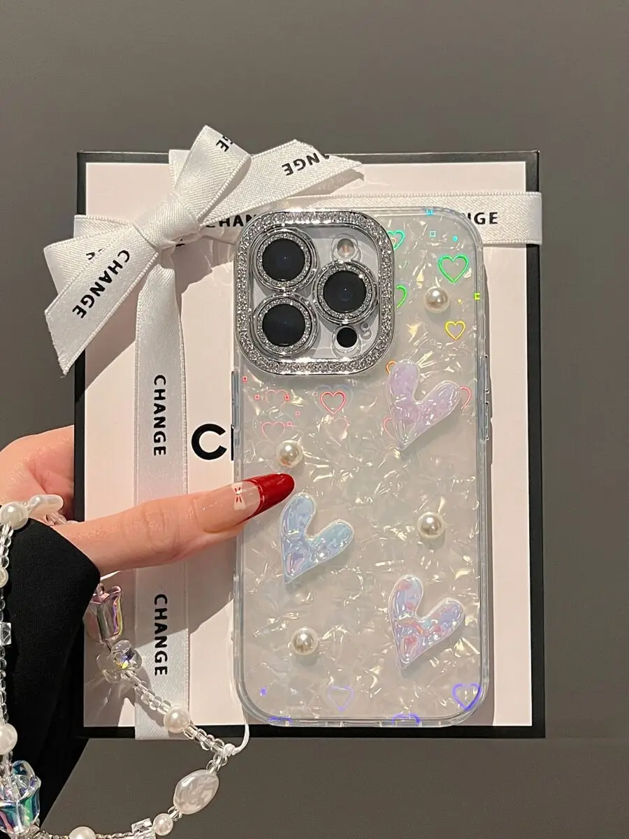 

High Quality Phone Case For iPhone 16 15 13 12 11 14 Pro Max Luxury Glitter Bling Cover with chain For iPhone 15 16 Pro max