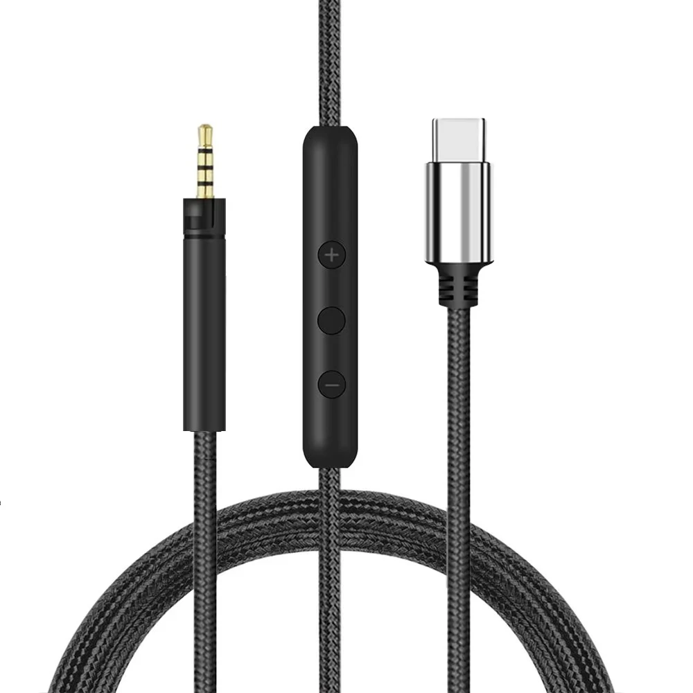 OFC USB Type C 2.5mm Braided Cable Extension Cord For Sennheiser Momentum 4.0 3.0 2.0 1.0 4 3 2 1 HD1 Over On Ear Headphones