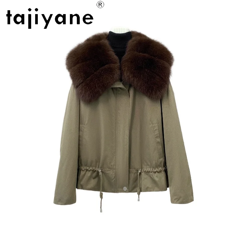 معاطف نسائية من TAJIYANE Goose Down سترات نسائية ذات ياقة من فرو الثعلب الحقيقي قابلة للفصل ملابس خارجية نسائية مميزة ملابس نسائية شتوية 2025 فقرة