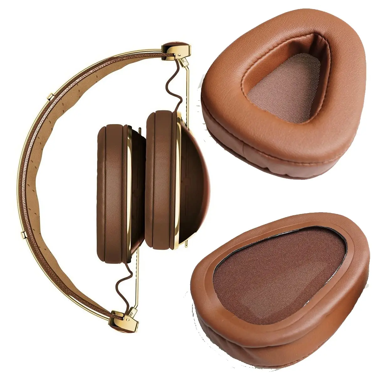 Replacement Ear Pads Repair Parts Compatible with Skullcandy Aviator ROC Nation Mic3 Brown/Gold Earmuffs (Brown)