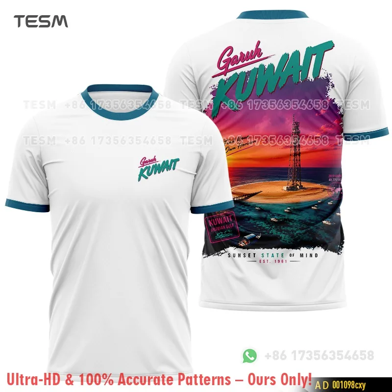 Kuwait Sunset Graphic T-Shirt Men Casual 3D Print Short Sleeve Tee Vintage Gulf Coast Travel Souvenir Unisex Streetwear Tops