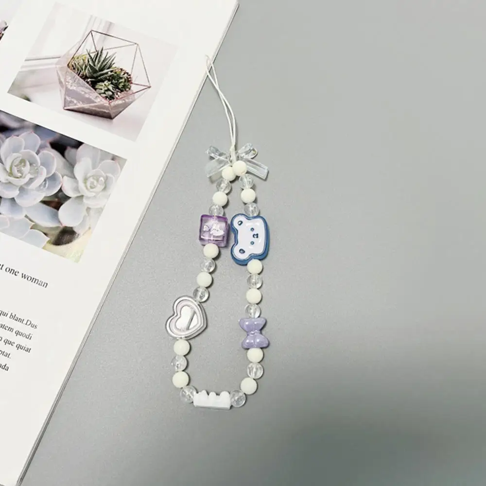 Fashion Bear Hearts Phone Strap Handmade Hanging Cord Telephone Jewelry Women Girls Summer Jewelry Lanyard Mobile Phone Decor