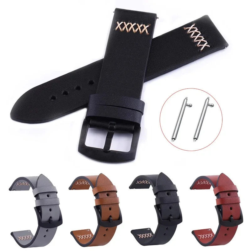 Genuine leather strap For Samsung Galaxy watch 7/6/5 pro/4 Classic 20mm 24 26 22mm sport bracelet Huawei/Redmi watch band straps