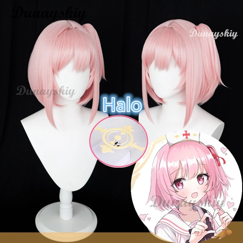 Anime Game Blue Archive Sumi Serina Cosplay Halo Wig Heat Resistant Pink Hair Synthetic Wig Women Halloween Party Roleplay Props