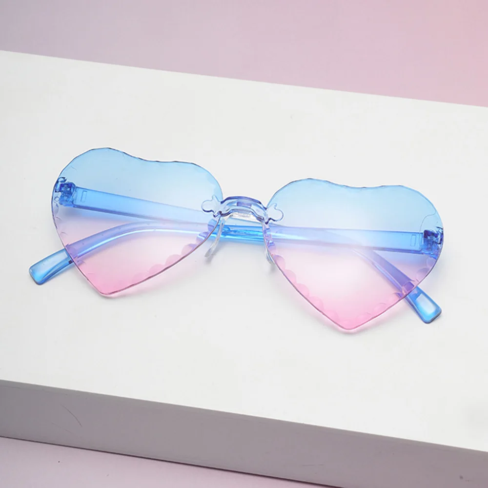 Heart Shape Sunglasses Gradient Children'S Goggles Gradient Love Heart Shades Frameless Frameless Sun Glasses For Children'S