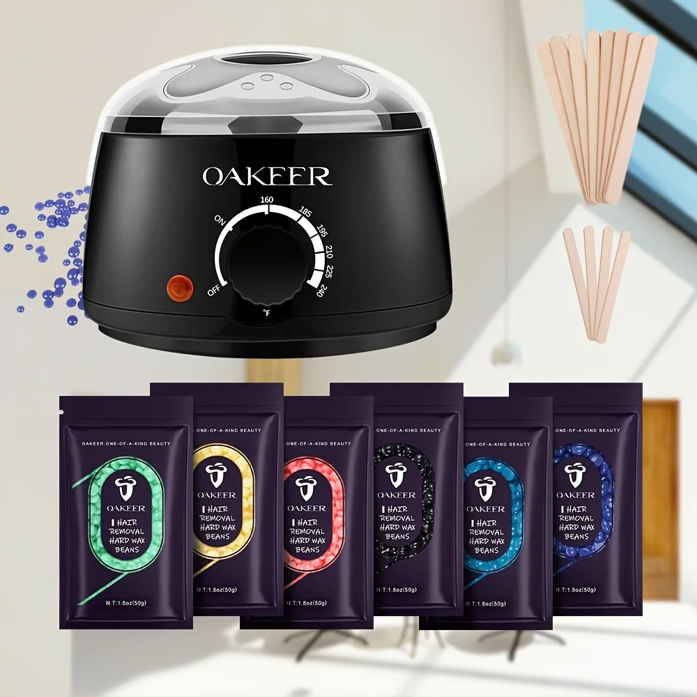 [US/EU Plug] 200ml Wax Melting Machine, Wax Heating Pot, Wax Hair Removal Machine, Wax Bean Machine, With 300g Wax Beans