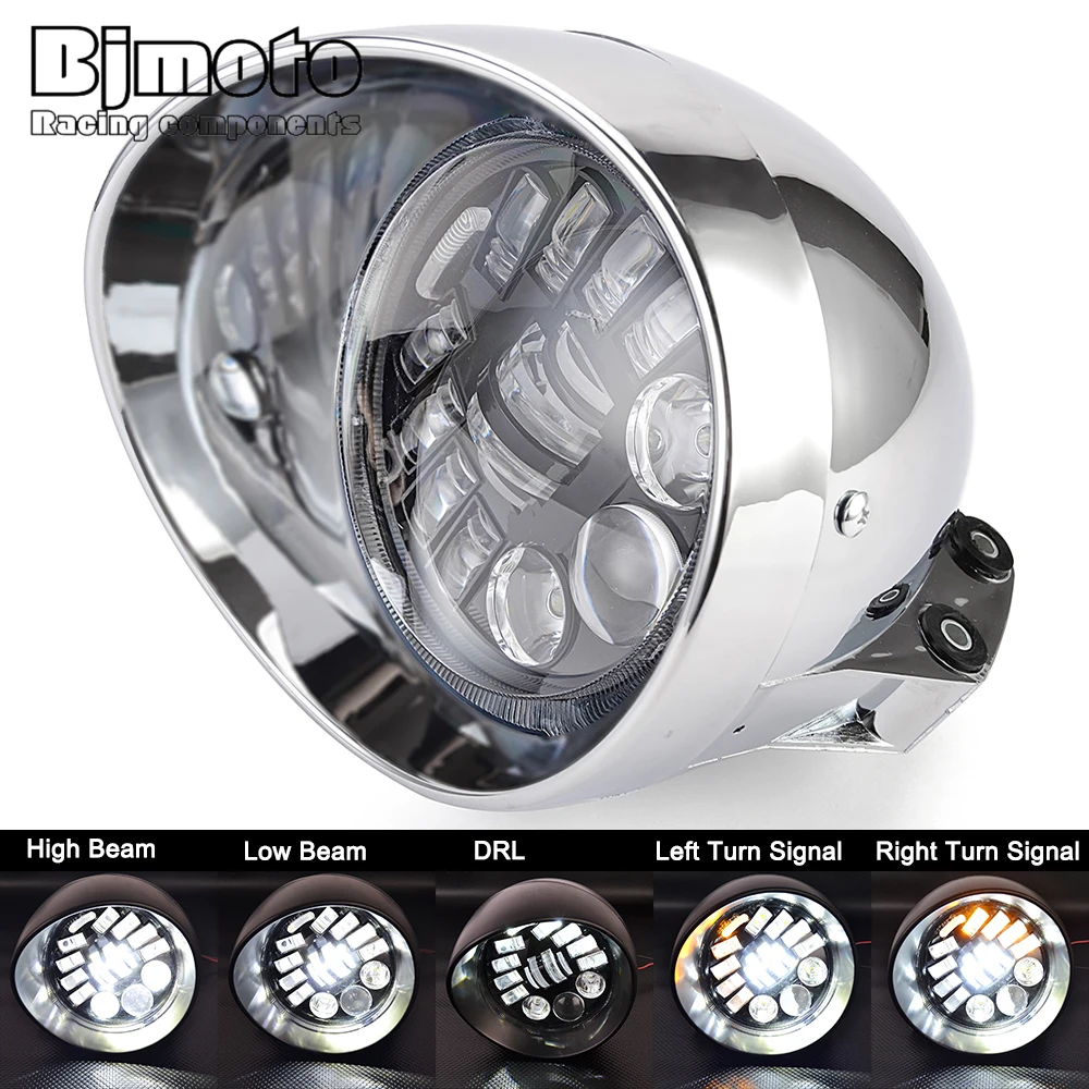 

Motorcycle LED Bullet Motorcycle 5.75 inch Headlight For Harley Honda Touring Bobber Chopper Custom Cafe Racer applications