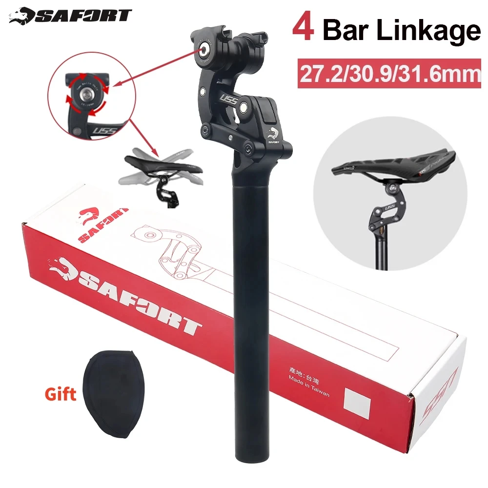 

SAFORT Four-link Suspension Seatpost 27.2/30.9/31.6mm Off-road Mountain Bike Seat Post Shock Absorber 50mm Travel MTB Seat Tube