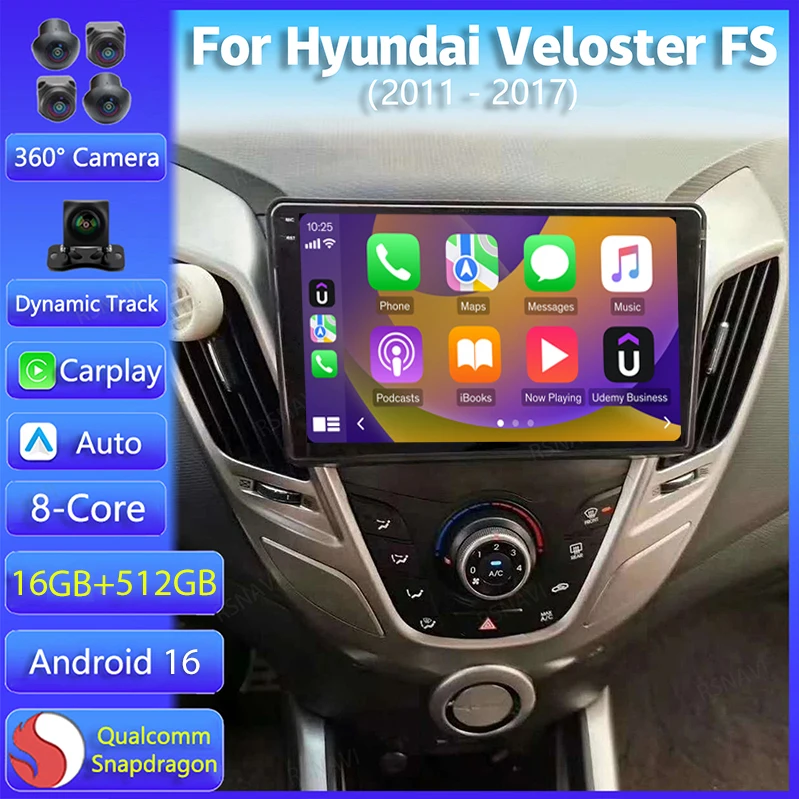 Android 16 Carplay For Hyundai Veloster FS 2011 2012 2013 2014 2015 2016 2017 Multimedia Car Radio Player WIFI+4G 2DIN BT Stereo