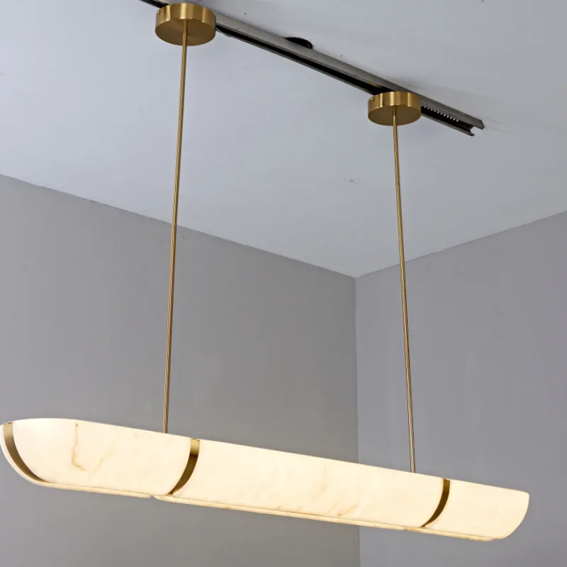 Minimalist imitation marble restaurant chandelier bar counter modern high-end hotel front desk one-word lamp