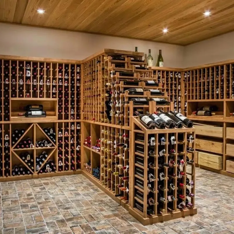 Customized Commercial Wine Cabinet Cellar Rack Antique Classic Solid Wood Furniture