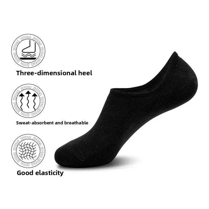 1 Pair Men Summer Thin No‑Show Shoe Inserts, Low Cut Invisible Shoe Liners, Silicone Non‑Slip Solid Color Breathable
