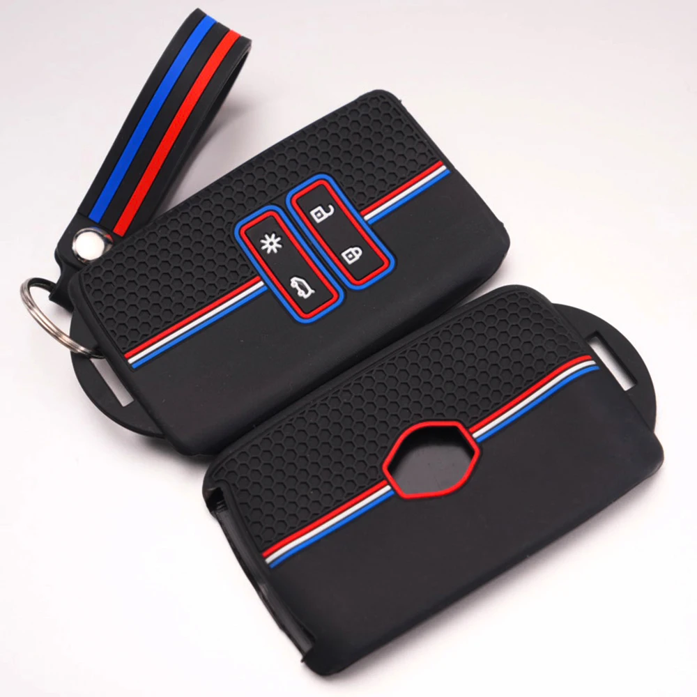 Protective Key Cover With Lanyard For Renault Clio Megane Scenic Kangoo Captur Duster Logan Sandero Symbol Koleos Fluence