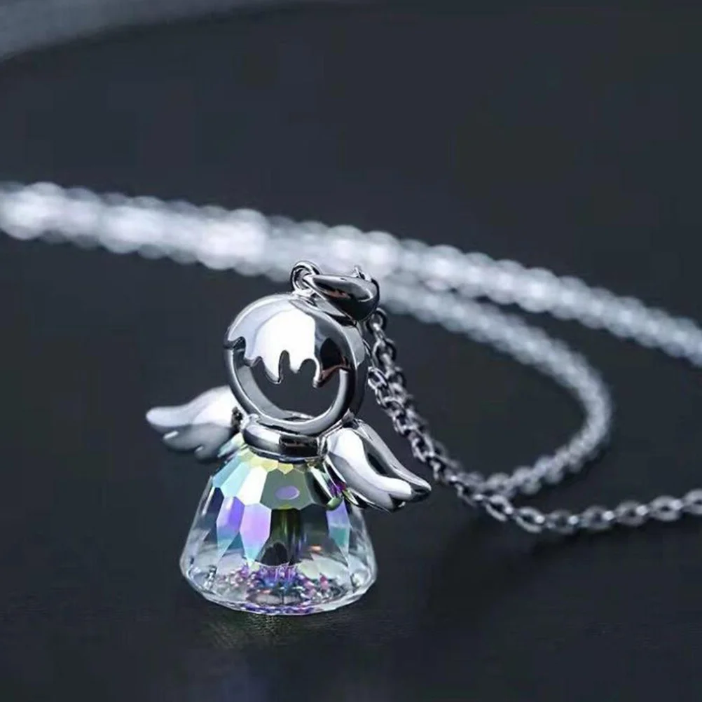 

Elegant Guardian Angel Crystal Pendant Necklace Silver Jewelry for Women Perfect Gift on Valentine Wedding Anniversary Occasions