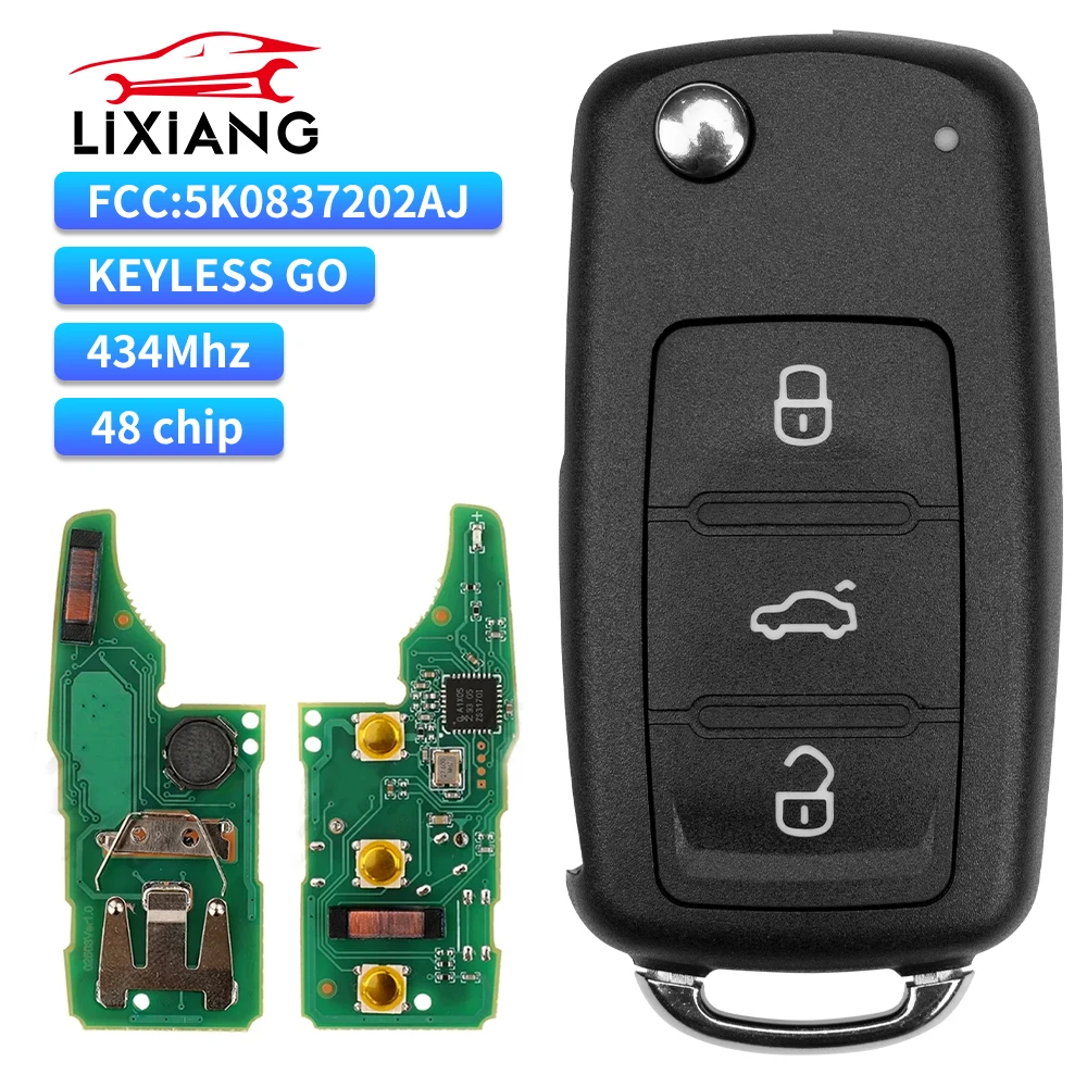 

LIXIANG Keyless go 5K 0837202 AJ /202E 3T 0837202 N ID48 3-кнопочный дистанционный ключ для VW Caddy Eos Golf Jetta Beetle Polo Tiguan Touran