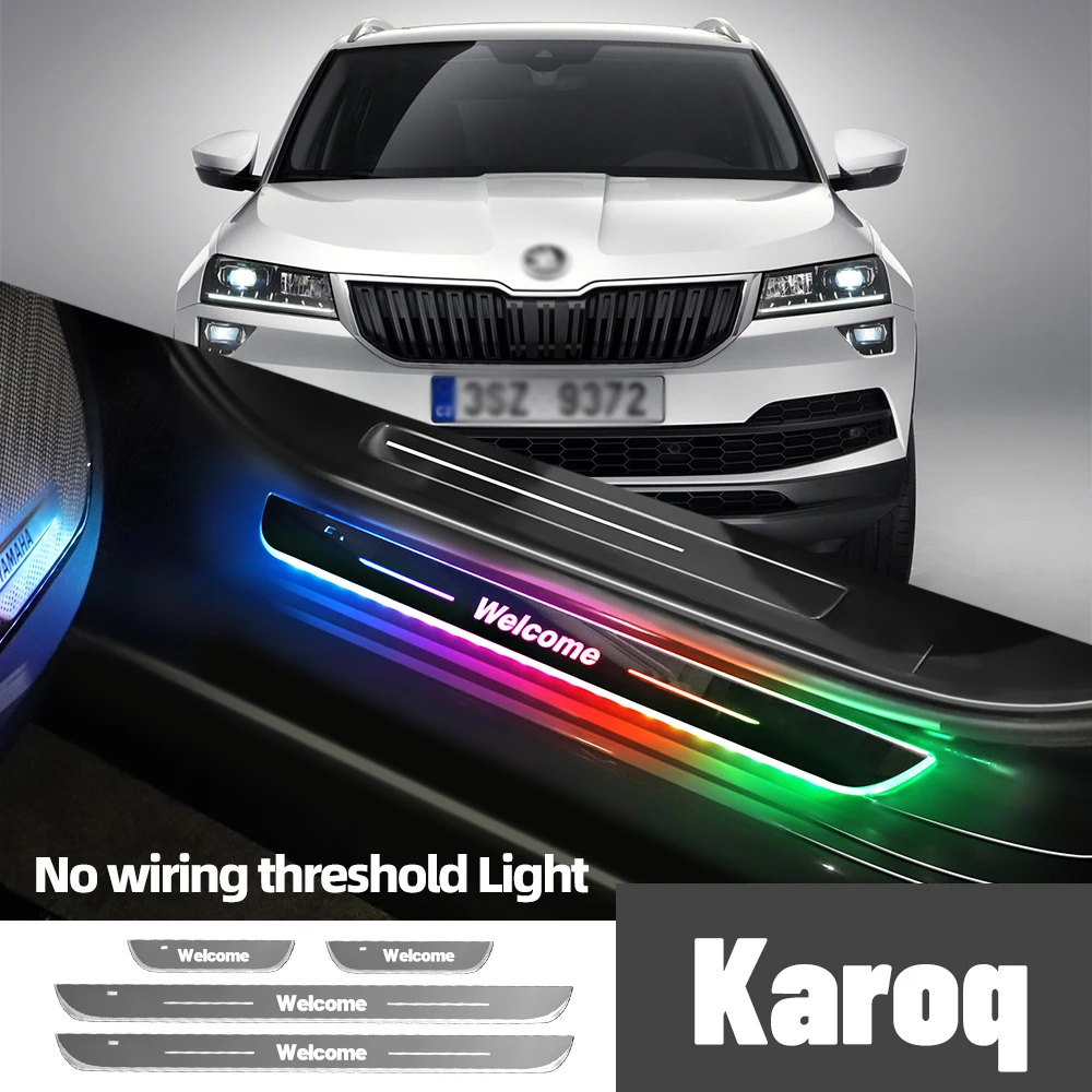 

For Skoda Karoq 2017-2023 2019 2020 2021 2022 Car Door Sill Light Customized Logo LED Welcome Threshold Pedal Lamp Accessories