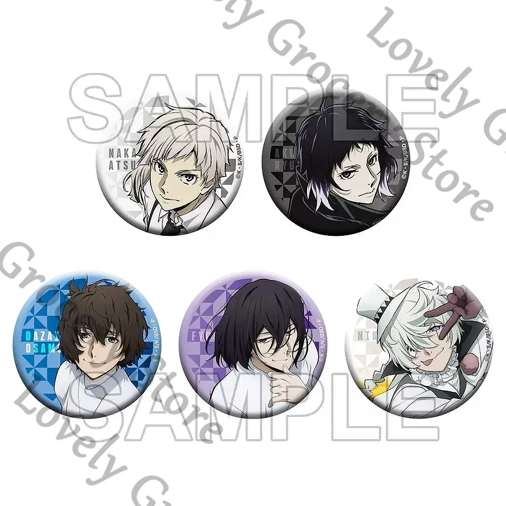 Bungo Stray Dogs Nikolai Gogol‌ Dazai Osamu Fyodor D Cosplay Tinplate Emblem Anime Badge 56mm Brooch Badges Pendants Accessories