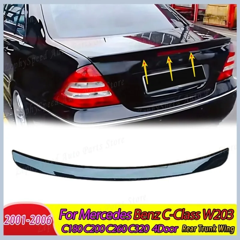 

Rear Trunk Wing For Mercedes Benz C-Class W203 C180 C200 C260 C320 2001-2006 4Door Car Spoiler Tail Fin Rear Trunk Lid Body Kit