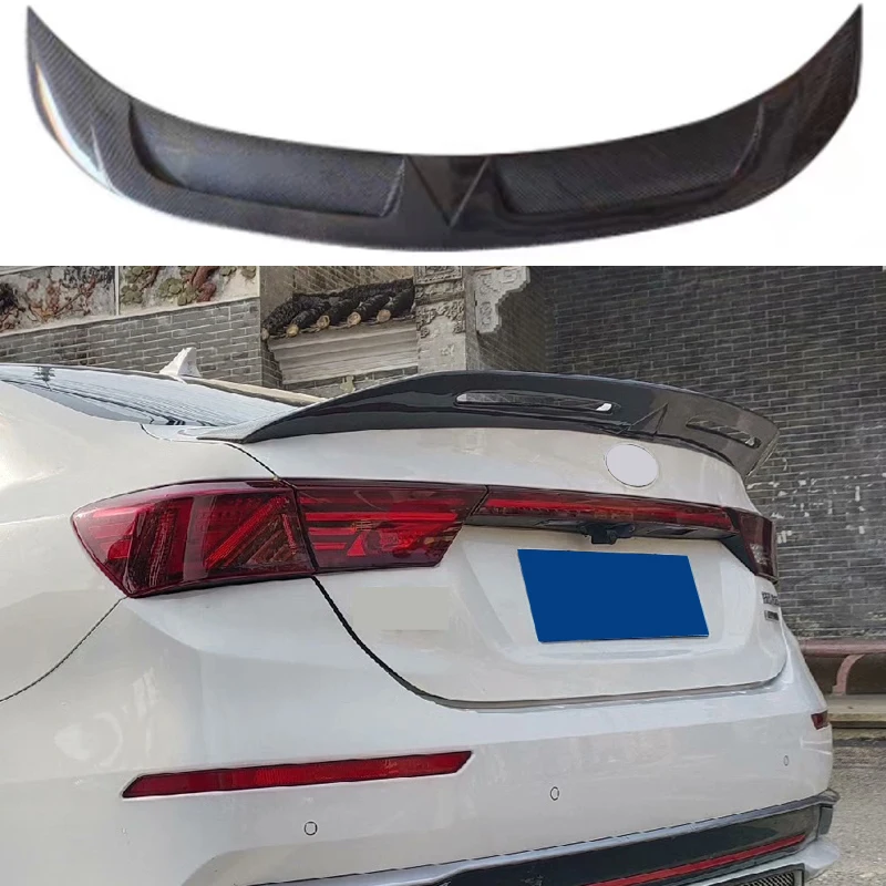 For Kia K3 Cerato Forte Sport GT 2019 2020 2021 Real Carbon Fiber FRP Rear Trunk Lid Car Spoiler Wings Exterior Accessories