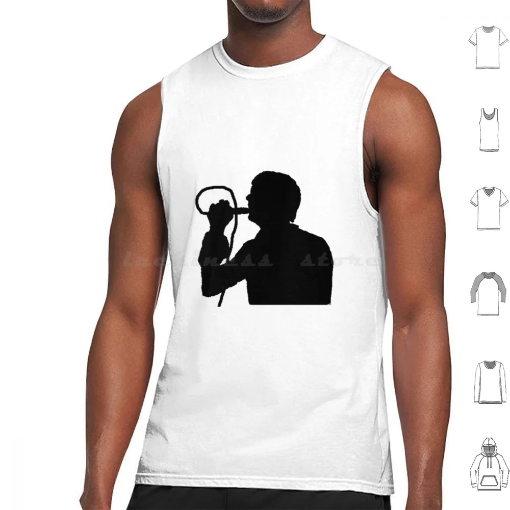 Curtis Silhouette Black Tank Tops Print Cotton Music Ian Curtis Joy Division Band 80s Joy Division