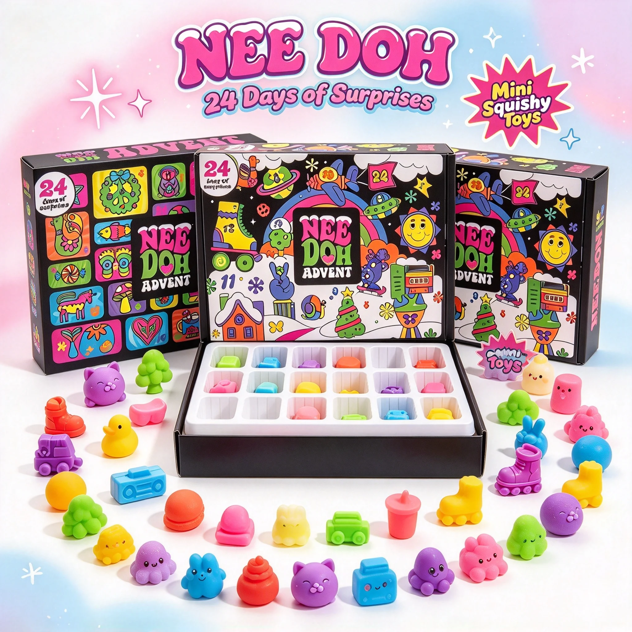 Christmas 2026 Advent Calendar, 24Pcs 3D PVC Fidget Dolls, Xmas Countdown Blind Box, Sensory Toy For Party Gift