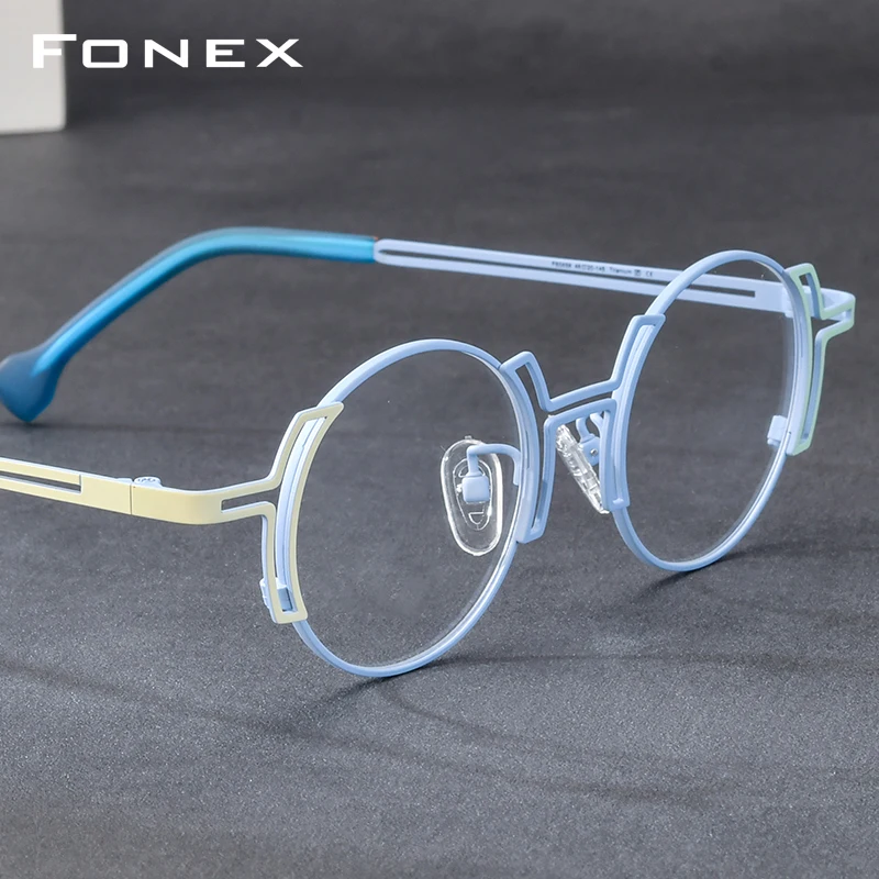 FONEX Titanium Eyeglasses Frame Men 2026 New Fashion Brand Design Round Glasses Women High-end Quality Ultralight Eyewear 85858