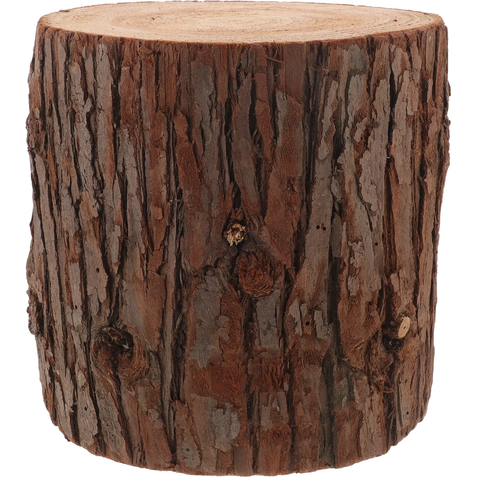 

Natural Wood Stump Coffee Table Handcrafted Solid Wood Stump with Bark Texture Versatile Decorative Base for Centerpiece