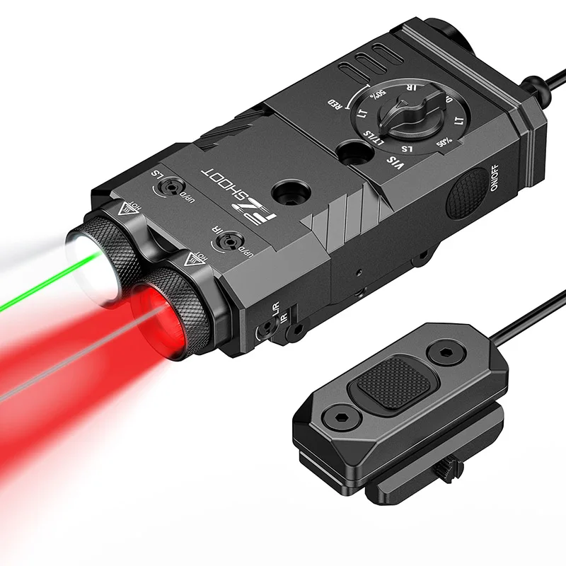 

1600 Lumens Light 4-in-1 Combo Laser+Red Laser+White Light+Red Light Hunting Flashlight Compatible with Picatinny & M-Rail