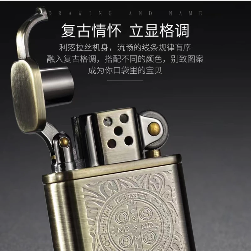 Zorro Kerosene Lighter Grinding Wheel Vintage Retro Metal Constantine Flint Copper Oil Gasoline Lighter Antique Series Lighter