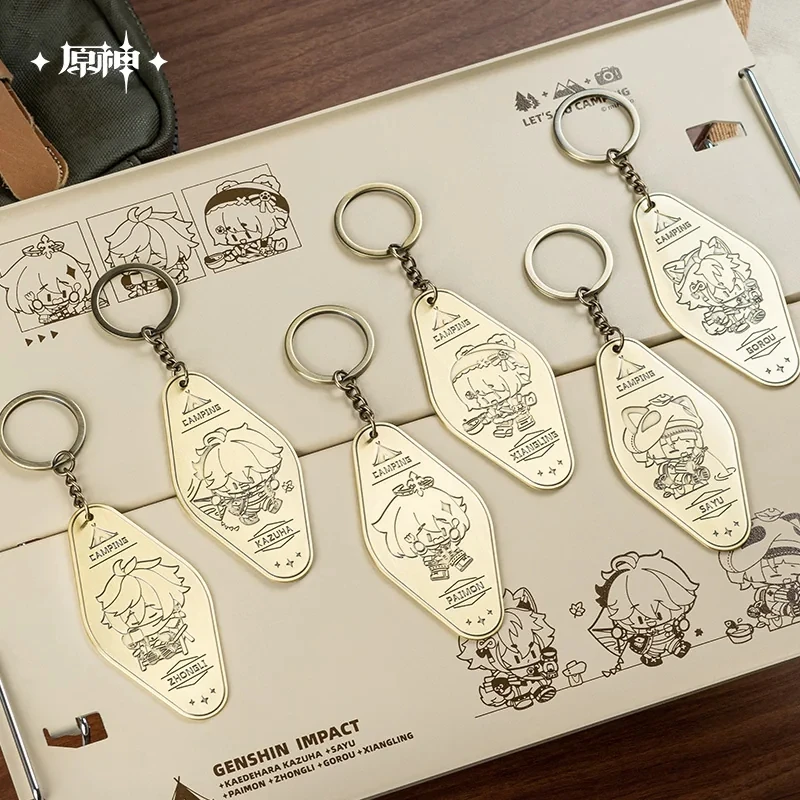 Genshin Impact Official Merch miHoYo Original Authentic Camping Series Keychain Gorou Kazuha Zhongli Sayu Xiangling