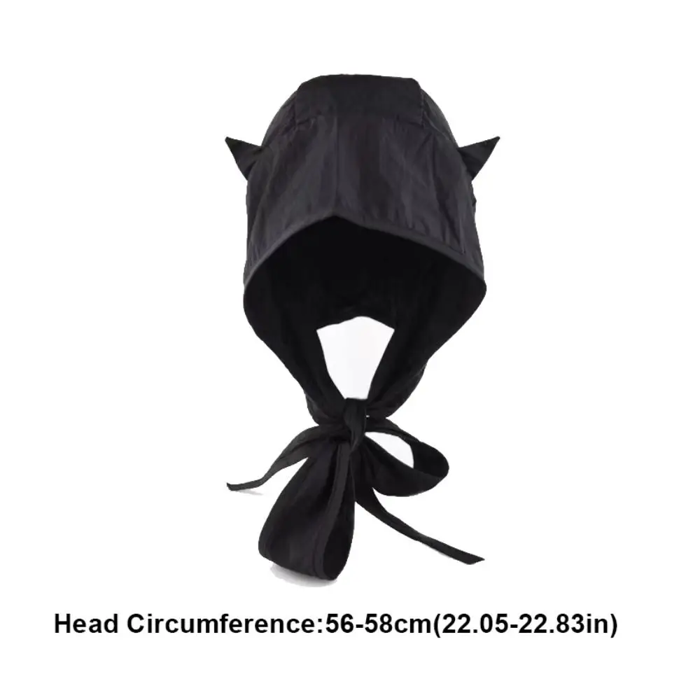 Simple Korean Style Little Devil Horn Headscarf Quick-drying Solid Color Strap Hat Sun Cap Sunscreen Hat Beanie Cap Outdoor