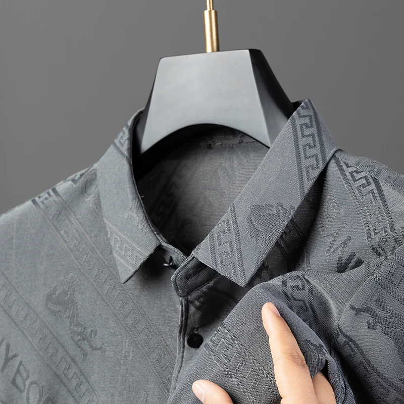 Herren Sommer Lose Kurzarm T-Shirt Herren Mittleren Alters Revers T-Shirt Bedrucktes Poloshirt