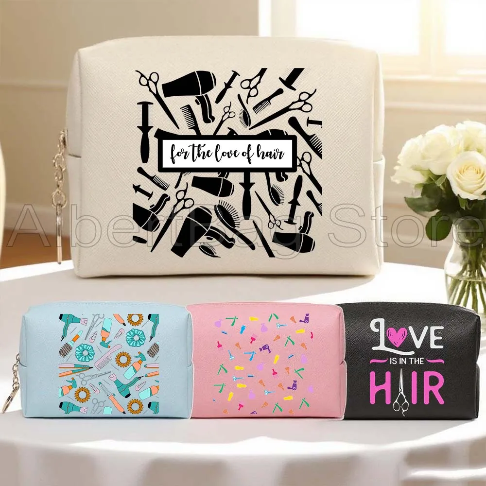

Hairstylist Hairdresser Hair Dresser Haircutter Coiffeur Gifts PU Travel Cosmetic Bags Waterproof Toiletry Organizer Storage Bag