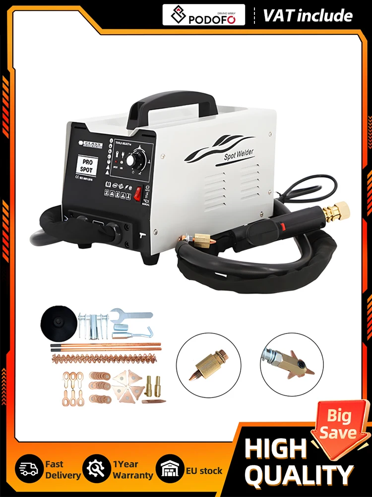 Podofo Spot Dent Puller 220V Multifunctionele puntlasapparaat 6 standen voor auto- en plaatwerkreparatie voor auto- en vrachtwagen carrosserie reparatie - afbeelding 2