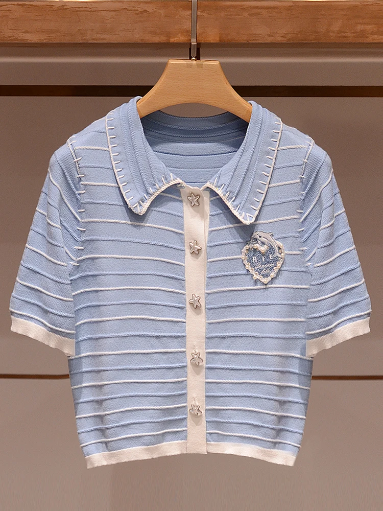 

Women's ort Sve Ne Striped Knit Cardigan Summer 2025 Faion Commute Sle Slim Fit Versatile Length Cardigan