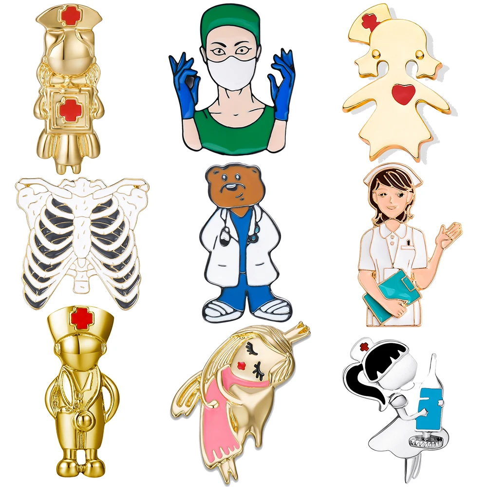 Hanreshe Cheap Medical Nurse Pin Doctor Enamel Brooch Medicine Backpack Lapel Badge Jewelry Gifts Set