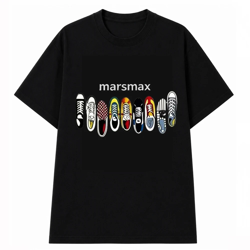 Mars Max Print 100% Cotton Trendy Men T-shirt Summer Daily Outdoor Sports Party Casual Loose Street Short-sleeve