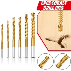 6Pcs Cobalt Drill Bits Set Spiral Metric Composite Tap Drill Bit Tap Cutting Drilling Twist Drill Bit Wood Drilling Slotting