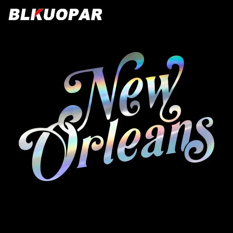 BLKUOPAR مدينة نيو أورليانز في جنوب لويزيانا الولايات المتحدة نص ليزر ملصق مائي مقاوم للماء ملصقات السيارات لوح التزلج التسمية