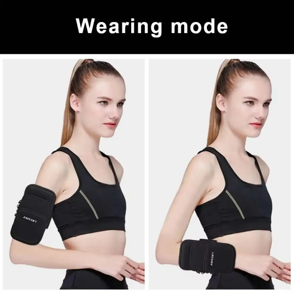 Three Pockets Running Phone Bags Phone Holder Large Capacity Arm Band Pouch Headphone Card Storage Bag Mobile Phone Arm Bag