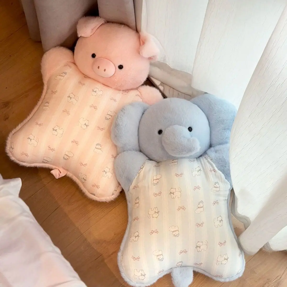 Cute Animals Plush Pillows Stuffed Cat Elephant Pig Sleeping Cushion for Girls Soft Bedroom Pillow Office Nap Companion Pillows
