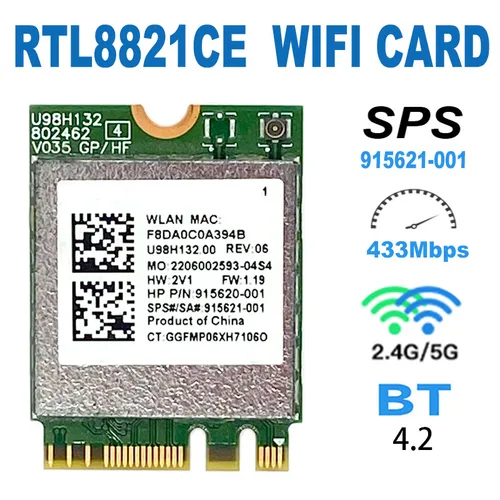 RTL8821CE 802.11AC 1X1 Wi-Fi+BT 4.2 Tarjeta adaptadora combinada SPS M 915621 -001 Tarjeta de red inalámbrica para la serie ProBook 450 G5 PB430G5