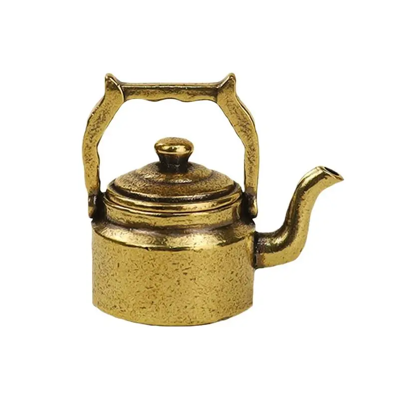 Adorno de Escritorio, Mini Tetera de Cobre Antiguo, Quemador de Incienso de Bolsillo, Accesorio Decorativo Retro de Latón para el Hogar