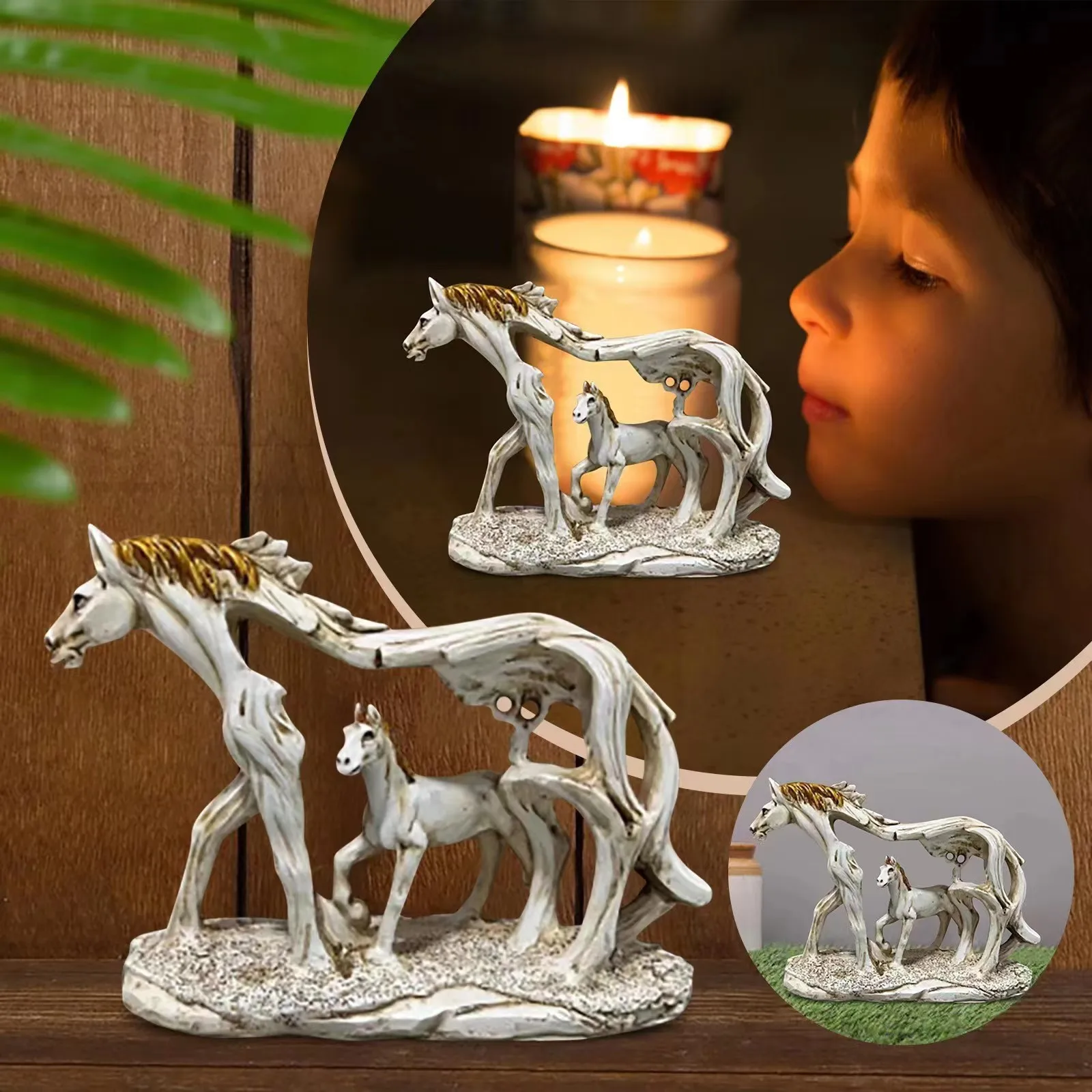 Hollow Feng Shui Jun Ma Resin Decoration Feng Shui Running Horse Statue Resin Crafts Study Decoration