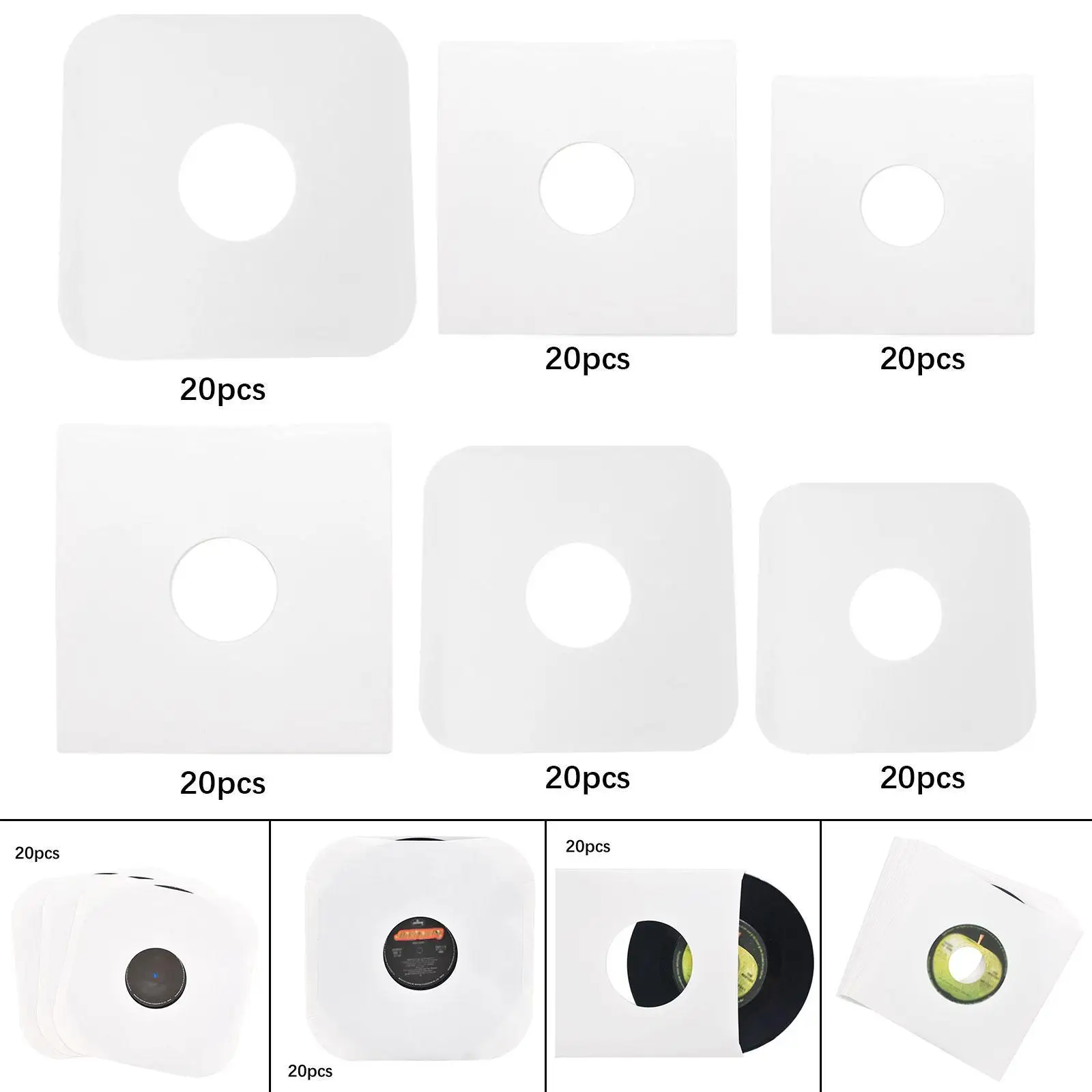 Vinyl Record Inner Sleeve Anti Static Paper Covers for 12 Inch Album Protection Dust Free Storage Support for Vinyl Collection