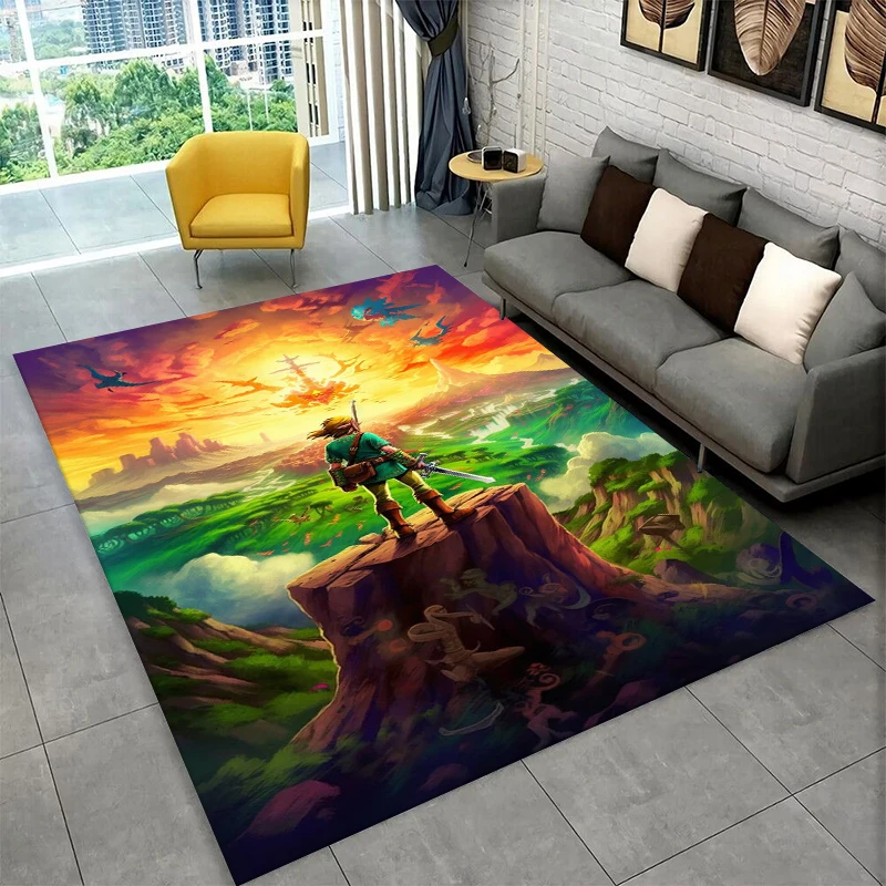 Classic Game Z-Zelda Cartoon Link Carpet Rug for Playroom Bedroom Living Room Sofa Home Decor,kid Area Rug Non-slip Floor Mat