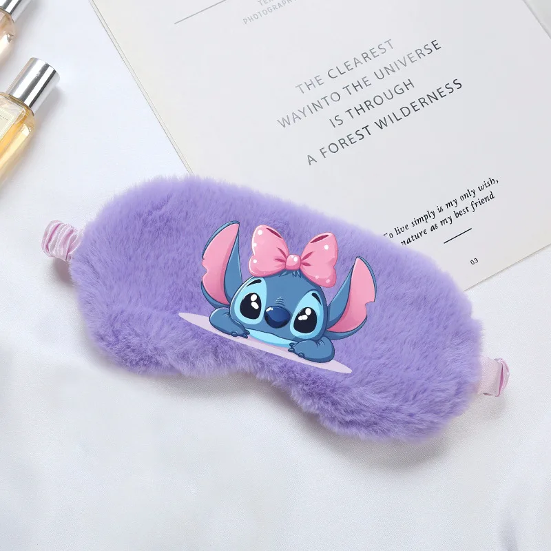 Máscara de ojos de punto de dibujos animados de Disney, bonita máscara de ojos de felpa, estampado de pelo de conejo de imitación suave, máscara de ojos para dormir de otoño e invierno, sombreado