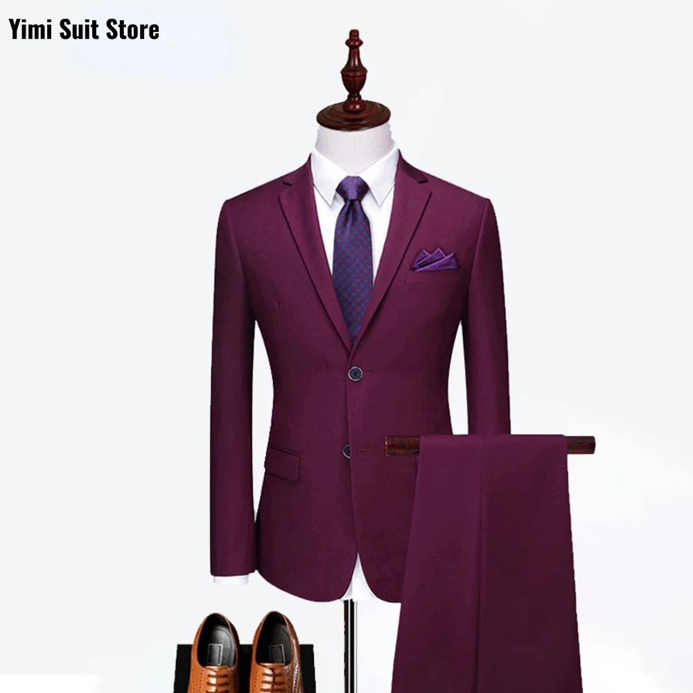

Luxury High End Fashion Grid 2 Pieces Casual Business Formal Office Ball gown Mens Suit Groom Wedding Dress Party Suits